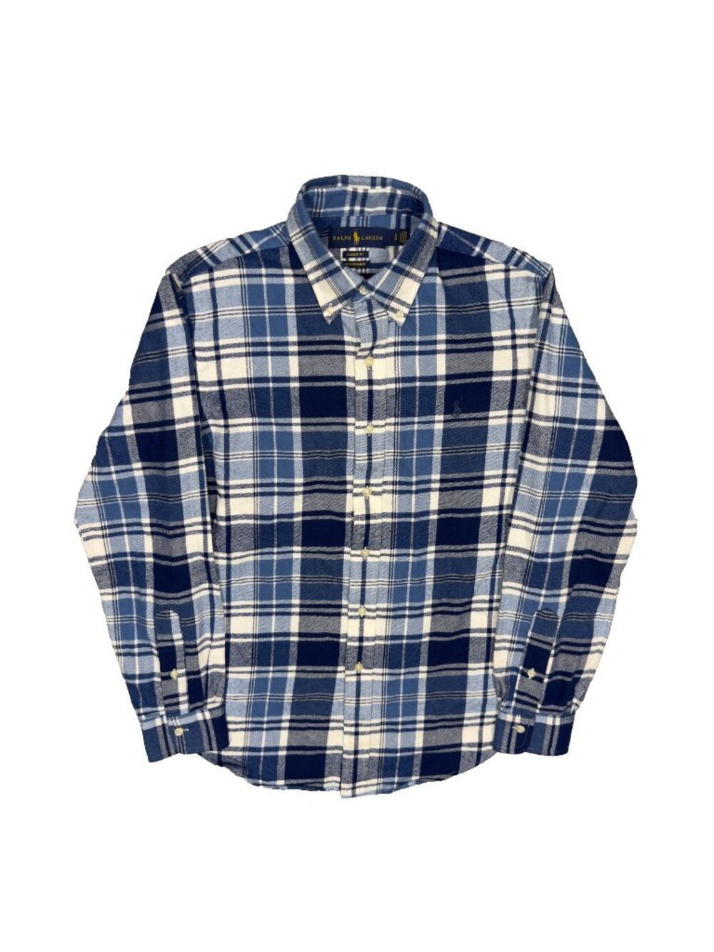 Ralph Lauren Performance Plaid Button Down Shirt Long Sleeve Blue Small